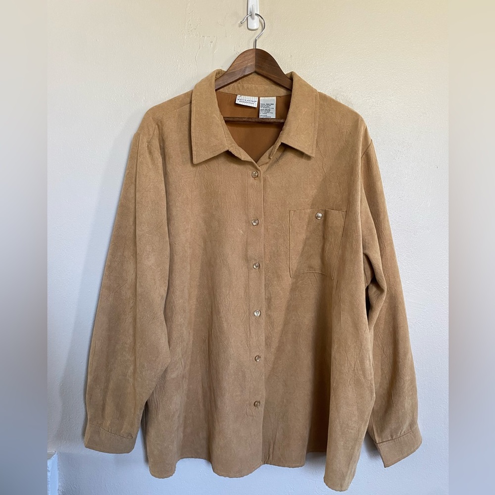 Faux Suede Button Up